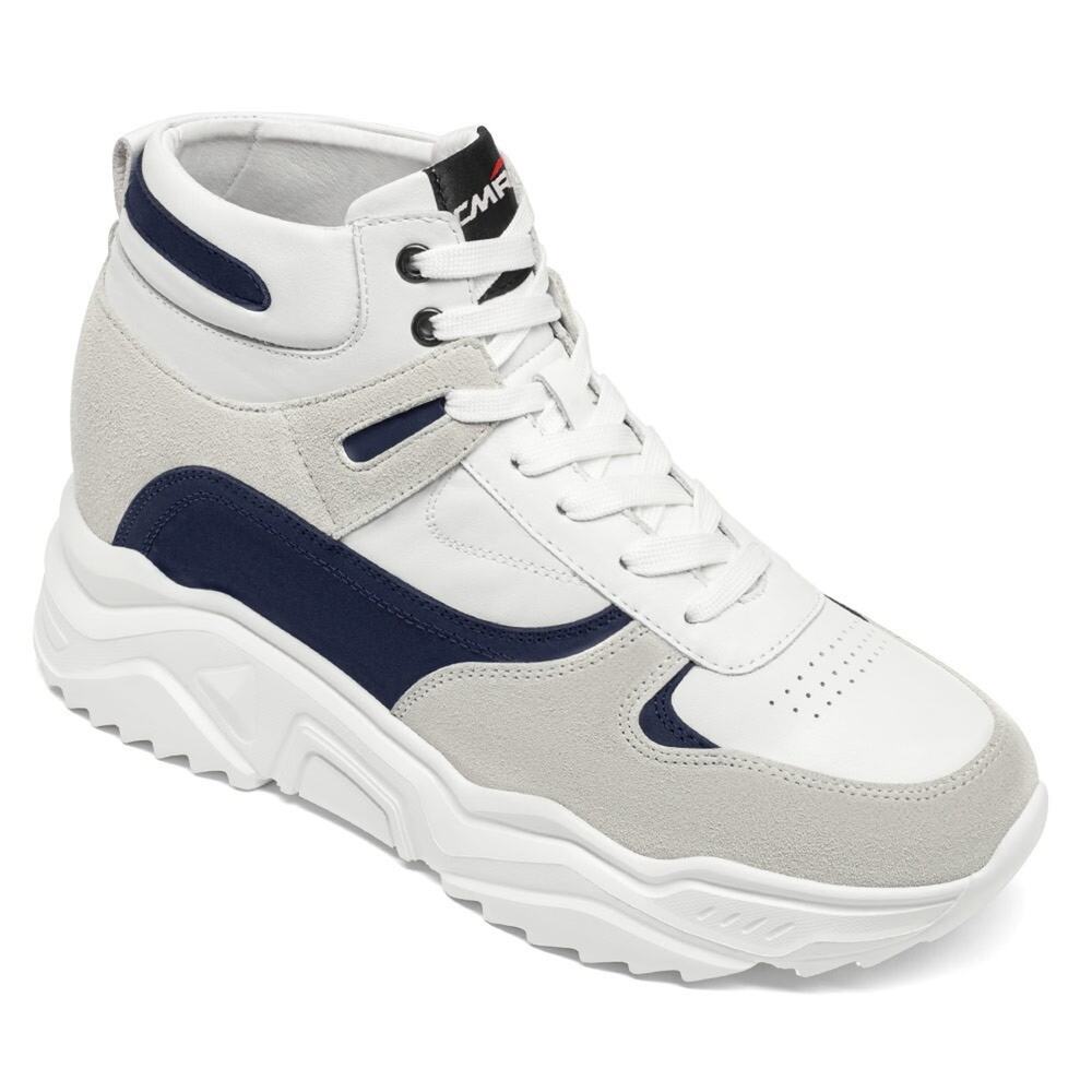 us8.5 CHAMARIPA Men 10CM/4" Elevator Shoes Hidden Heel white High Top Sneaker